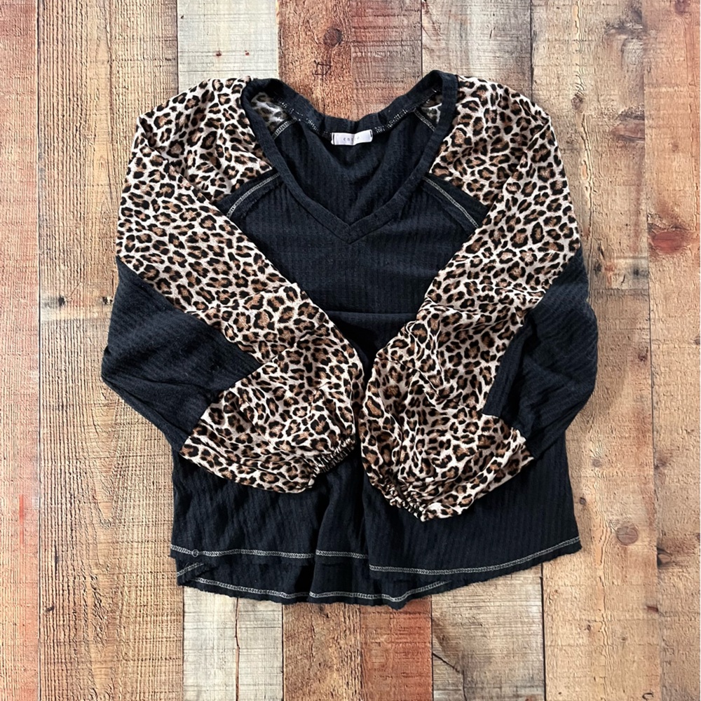 Entro Black Textured Knit Top
